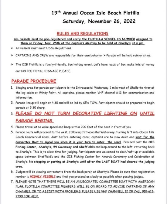 Signup Your Boat For Ocean Isle Flotilla